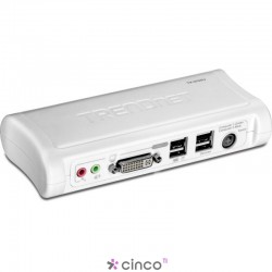 TRENDnet Chaveador KVM (teclado+video+mouse) USB com 2 portas, DVI, com Audio e Cabos KVM Inclusos TK-204UK