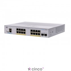 Switch gerenciado Cisco Business CBS350-16P-E-2G 16 portas GE PoE Ext. PS 2 SFP DE 1G Prot vit limitada CBS350-16P-E-2G-NA