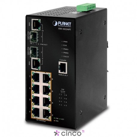 Switch 8-Port 10/100Mbps + 2-Port Gigabit TP/SFP Combo PoE Managed Industrial Switch with Wide Operating Temperature