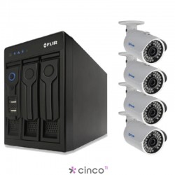 Gravador de Vídeo com 8 canais e 4 entradas POE, 2TB HDD e 4 câmeras DNB13TF Mini Bullet de 2.1 MP DN208P2V4