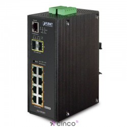 Industrial 8-Port 10/100/1000T 802.3af PoE + 2-Port 100/1000X SFP Switch Gerenciável