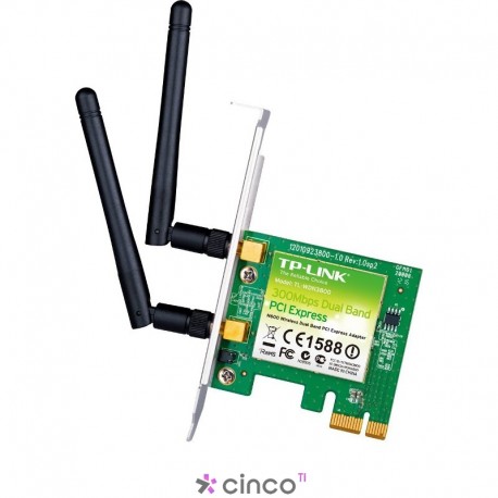 Placa de Rede TP-Link PCI Express Wireless N 300Mbps PlaTPL TL-WN881ND