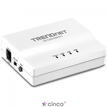  TRENDnet Servidor de Impressão 1x USB 2.0 e 1x LAN 10/100Mbps RJ45 TE100-MFP1