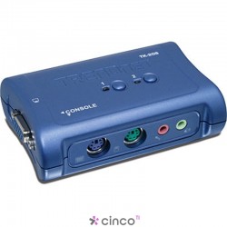 TRENDnet Chaveador KVM (teclado+video+mouse) PS/2 com 2 portas, com Áudio e 2x Cabos KVM Inclusos TK-208K