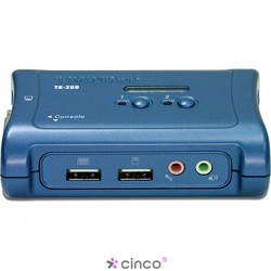 TRENDnet Chaveador KVM (teclado+video+mouse) USB com 2 portas, com Áudio e Cabos KVM Inclusos TK-209K