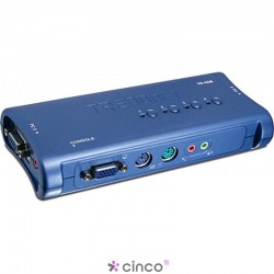 TRENDnet Chaveador KVM (teclado+video+mouse) PS/2 com 4 portas, com Áudio e 4x Cabos KVM Inclusos TK-408K