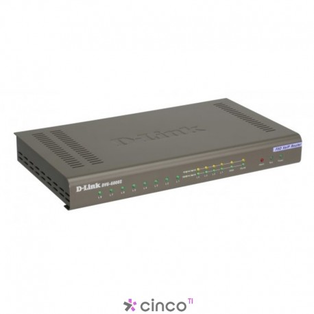 D-Link Roteador VoIP com switch 4x 10/100Mbps (RJ45) + 8x analógica voz FXO (RJ11) e 1x WAN DVG-6008S