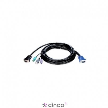  D-Link Kit cabos 3.0 m para Chaveador KVM (USB e PS/2 para teclado/mouse e DB15 p/ video) KVM-402