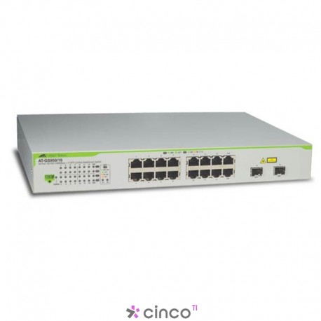 Switch Allied Telesis com 16 portas 10/100/1000T e 2 portas SFP AT-GS950/16