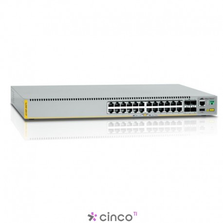 Switch Allied Telesis com 24 portas 10/100/1000T e 4 portas SFP+ combo AT-X510-28GTX