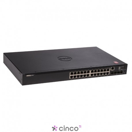 Switch Dell Networking N2024P L2 c/ 24x PoE 10/100/1000Mbps + 2x 10GbE SFP+ e 2x portas Stacking 210-ABNW-370