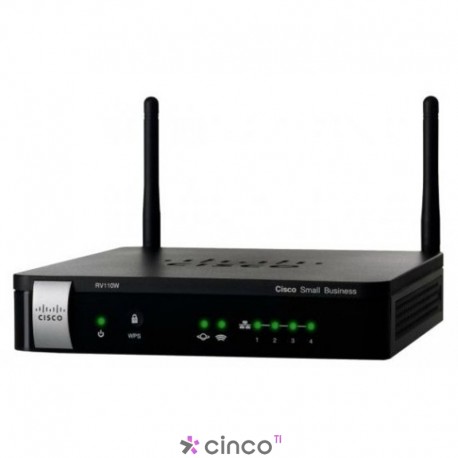 Roteador Cisco VPN Wireless N com 1 Porta WAN + 4 Portas LAN 10-100, RV110W-A-NA-K9