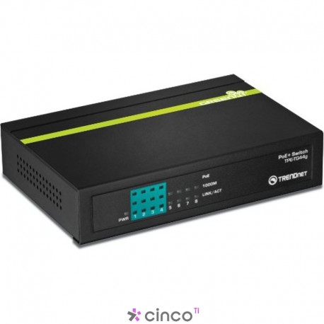 Switch Trendnet Gigabit com 8x Gigabit, sendo 4x PoE+ Gigabit (Potência PoE: 68W) TPE-TG44g