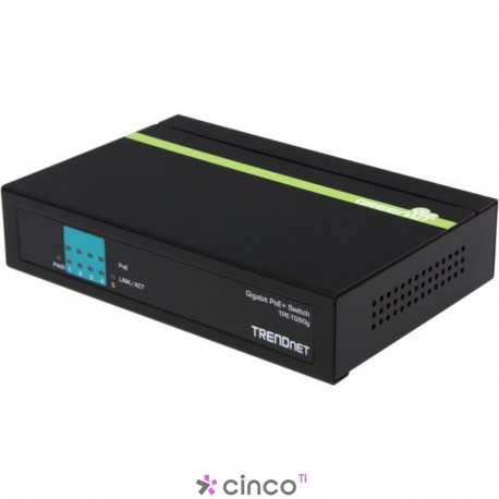 Switch Trendnet Gigabit com 5x Gigabit, sendo 4x PoE+ Gigabit (Potência PoE: 31W) TPE-TG50g