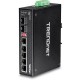 Switch Trendnet de trilho DIN gigabit industrial endurecido de 6 portas TI-G62