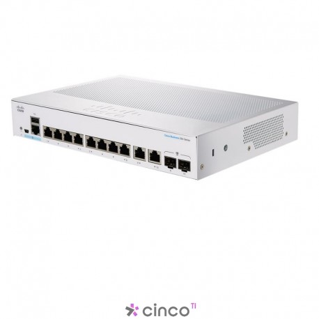 Switch gerenciado Cisco Business CBS350-8T-E-2G 8 portas GE Ext. PS 2x1G Combo Proteção vitalícia limitada CBS350-8T-E-2G-NA
