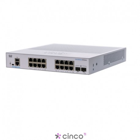 Switch gerenciado Cisco Business CBS350-16T-E-2G 16 portas GE Ext. PS 2 SFP DE 1G Prot vitalícia limitada CBS350-16T-E-2G-NA 