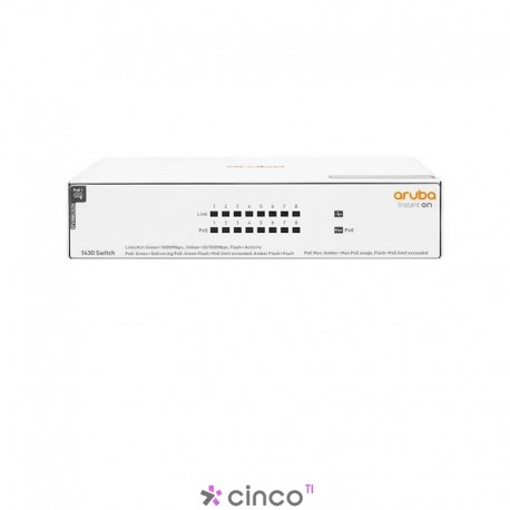 Aruba Instant On 1430 8G Class4 PoE 64W Switch - Não Gerenciável R8R46A