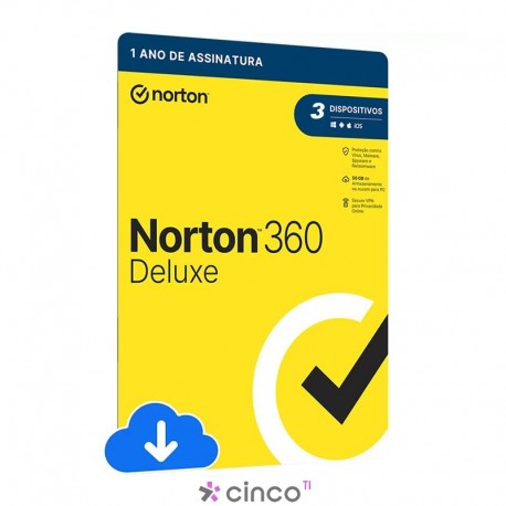 Antivírus Norton 360 Deluxe 3 Dev 12 Meses ESD 21405649