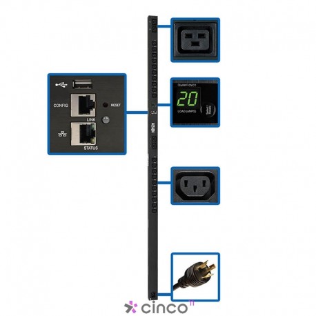 Single-Phase Switched PDU 3.7kW - LX Interface 208/230V Outlets C20/L6-20P 0U TAA PDUMV20HVNETLX