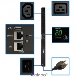 Single-Phase 208/230V Monitored PDU - 3.7kW LX Platform 18 C13 2 C19 Outlets C20 L6-20P Height TAA PDUMNV20HV2LX Tripp Lite