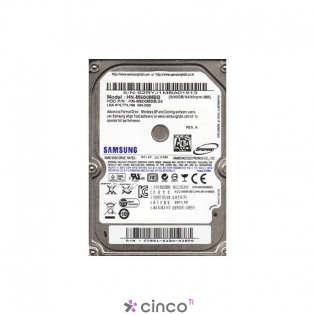 HD Samsung 500GB Sata 5400rpm Interno para notebook HN-M500MBB/SE2