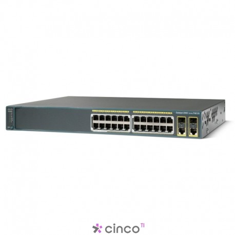 Switch Catalyst 2960, com 24 portas 10/100 e 2 portas GE de uplink