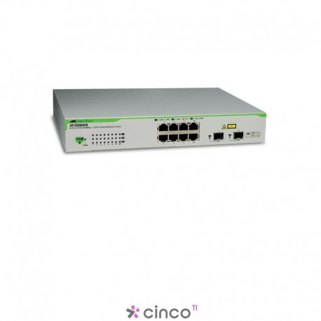 Switch Allied Telesis 8 portas 10/100/1000, 16MB RAM, 1MB flash, 2 Portas de fibra, 990-002374-10 