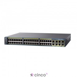 Switch Cisco 48 portas 10/100/1000, gerenciável, empilhável, WS-C2960S-48LPS-L