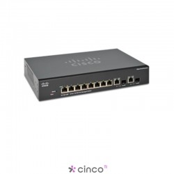 Switch Fast 10 portas Cisco 300, Gerenciável, Não empilhável, VLAN, 10/100 e 10/100/1000, SRW208P-K9-NA