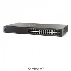 Switch Cisco PoE, Gerenciável, Empilhável, 24 portas 10/100, 2 Gigabit/SFP, 2 SFP 5G, SF500-24-K9-NA