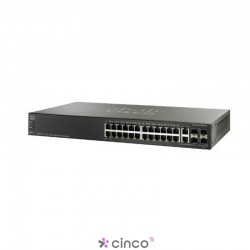 Switch PoE Cisco com 24 Portas Gigabit, Gerenciável, 2 Gigabit SFP, 2 SFP 5Gbe, SG500-28P-K9-NA