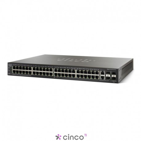 Switch PoE Cisco com 48 Portas Gigabit, 2 Gigabit/SFP, Gerenciável, Não Empilhável, Sem VLAN, SLM2048PT-NA