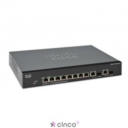 Switch Cisco Gerenciável, 8 Portas Gigabit, 2 SFP, Não Empilhável, VLAN, SRW2008-K9-NA