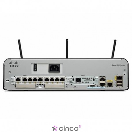 Roteador Cisco 1941 Router w/ 802.11 a/b/g/n FCC Compliant WLAN ISM CISCO1941W-A/K9