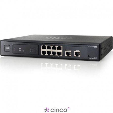  Roteador Cisco com 8 Portas LAN 10-100 + 2 portas WAN + 100 VPNs IPSEC RV082-BR