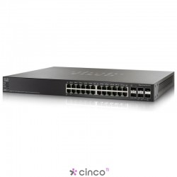 Cisco Switch PoE Gerenciável e Empilhável 24 portas 10/100 + 2 Gigabit/SFP + 2 SFP 5G SF500-24P-K9-NA