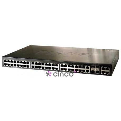 Switch Gerenciável Planet Rack 19" 48 Portas 10/100BaseTX + 04 Portas 1000BaseT/SFP (Mini Gbic)