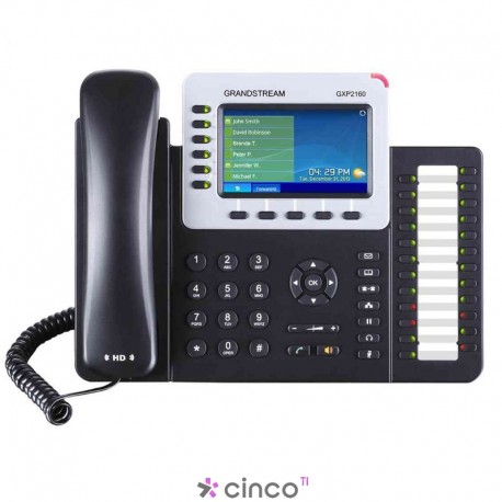 Telefone IP SIP HD com 6 linhas SIP, 2 Portas de rede Giga e suporte PoE GXP2160